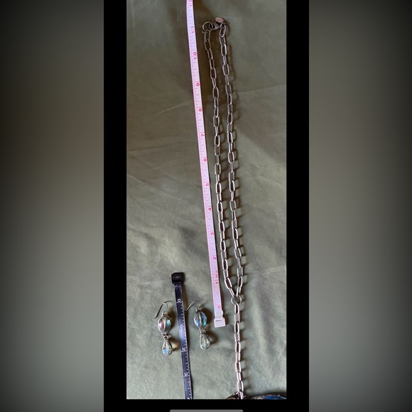 Sublime Artisan Hand Soldered Crystal Adjustable Length Y Necklace Earrings Set - Picture 14 of 14